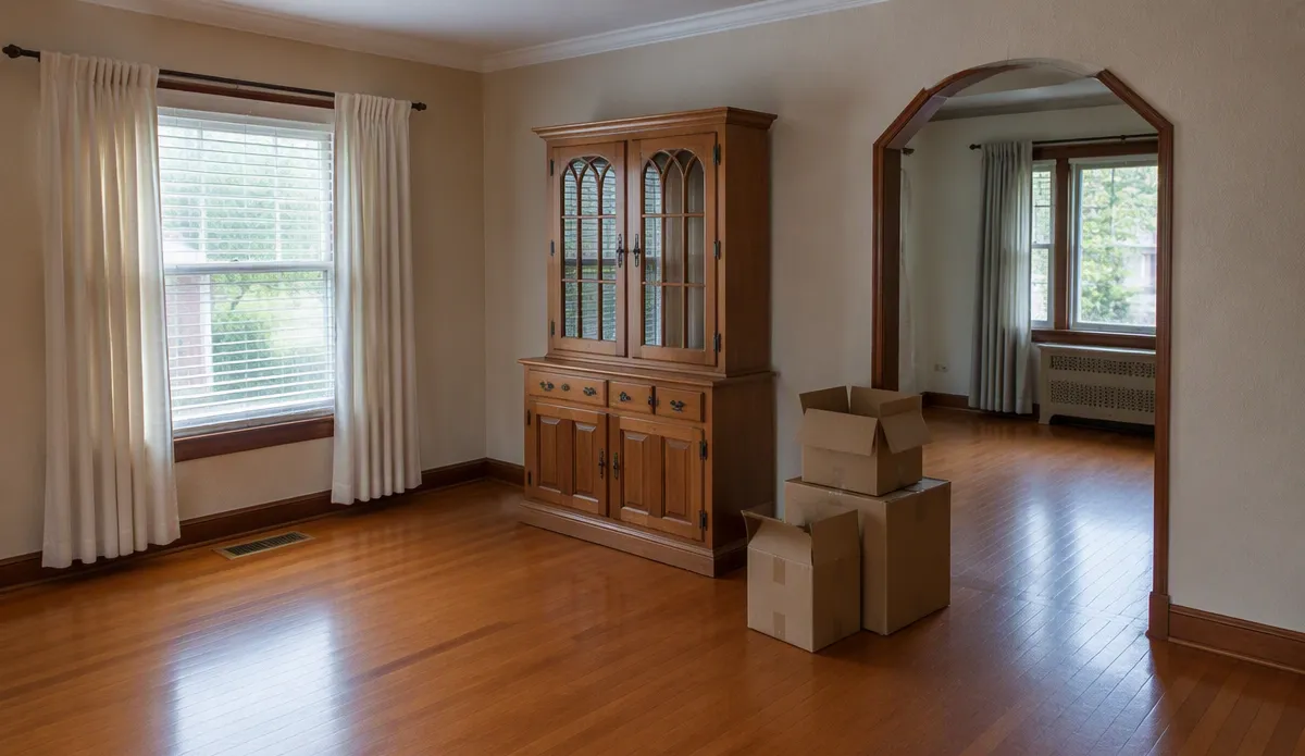 Bright emptied living room after a respectful estate cleanout